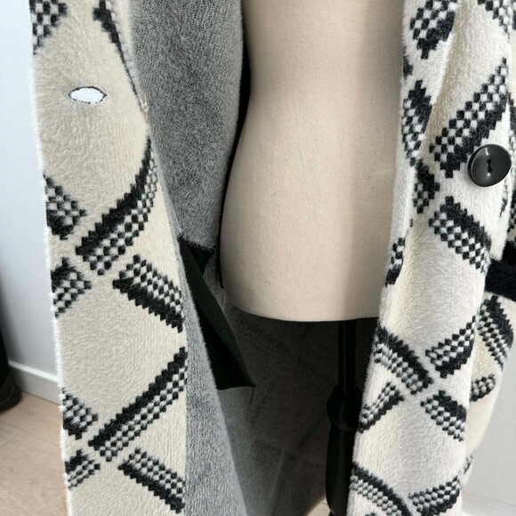 Joseph Ribkoff Checkered Jacket | Vanilla & Black | Style 223952 | Size S/P - Picture 14 of 15